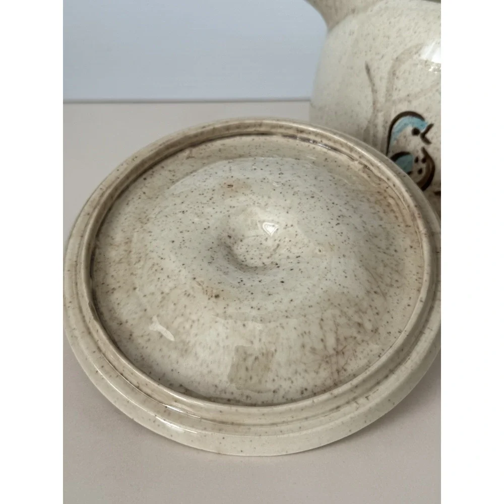 Red Wing Vtg Pottery Bob White Quail 2qt Casserole Dish w/ Lid Cottage Core MCM
